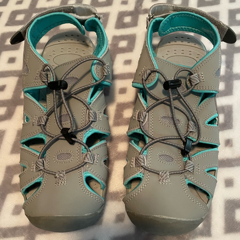 1010 Eddie Bauer hiking sandals. Size 10. EUC. Only worn 1 time. Blue and grey.